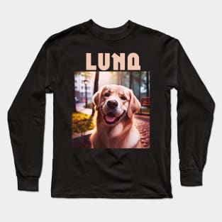 LUNA, bootleg,  golden retriever puppy design for dog lovers Long Sleeve T-Shirt